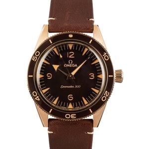 Pre-owned Omega Seamaster 300 Bronze Gold on Leather Strap